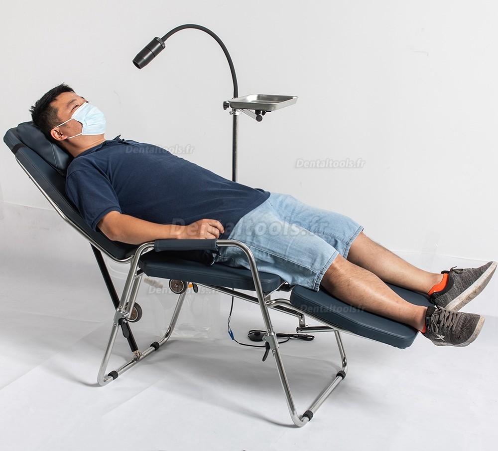 Greeloy GU-P101 Chaise Pliable Dentaire Portable Acier Inoxydable + GU-P102 Lampe d'examen Dentaire